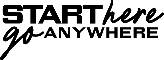 Start Here Go Anywhere Wordmark, black variant, cell 20