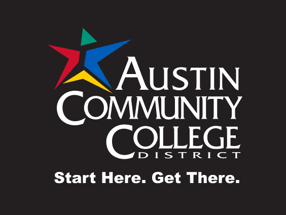 Austin Community College logo, reverse full color with tagline variant, cell 2