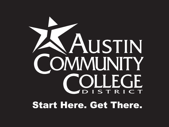Austin Community College logo, reverse white with tagline variant, cell 4