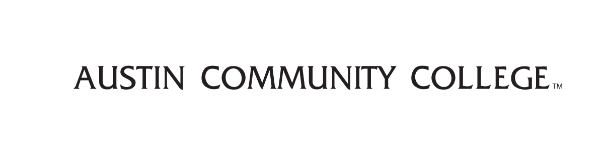 Austin Community College wordmark, black variant, cell 17