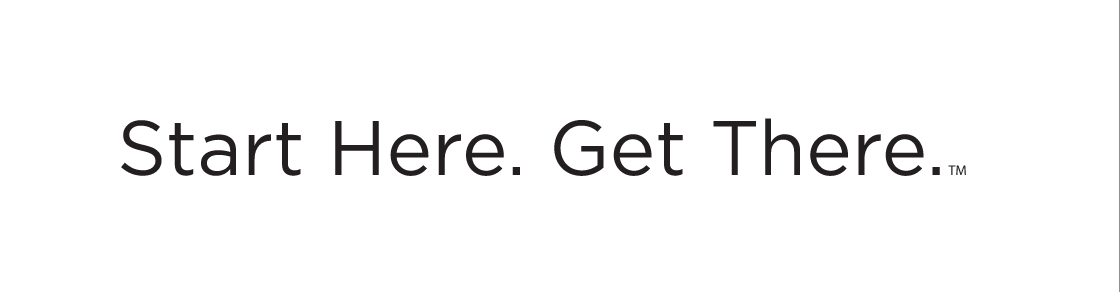 Start Here. Get There. wordmark, black variant, cell 19
