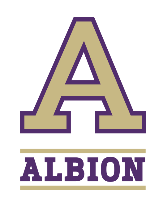 Albion College primary mark, color lockup variant, cell 11