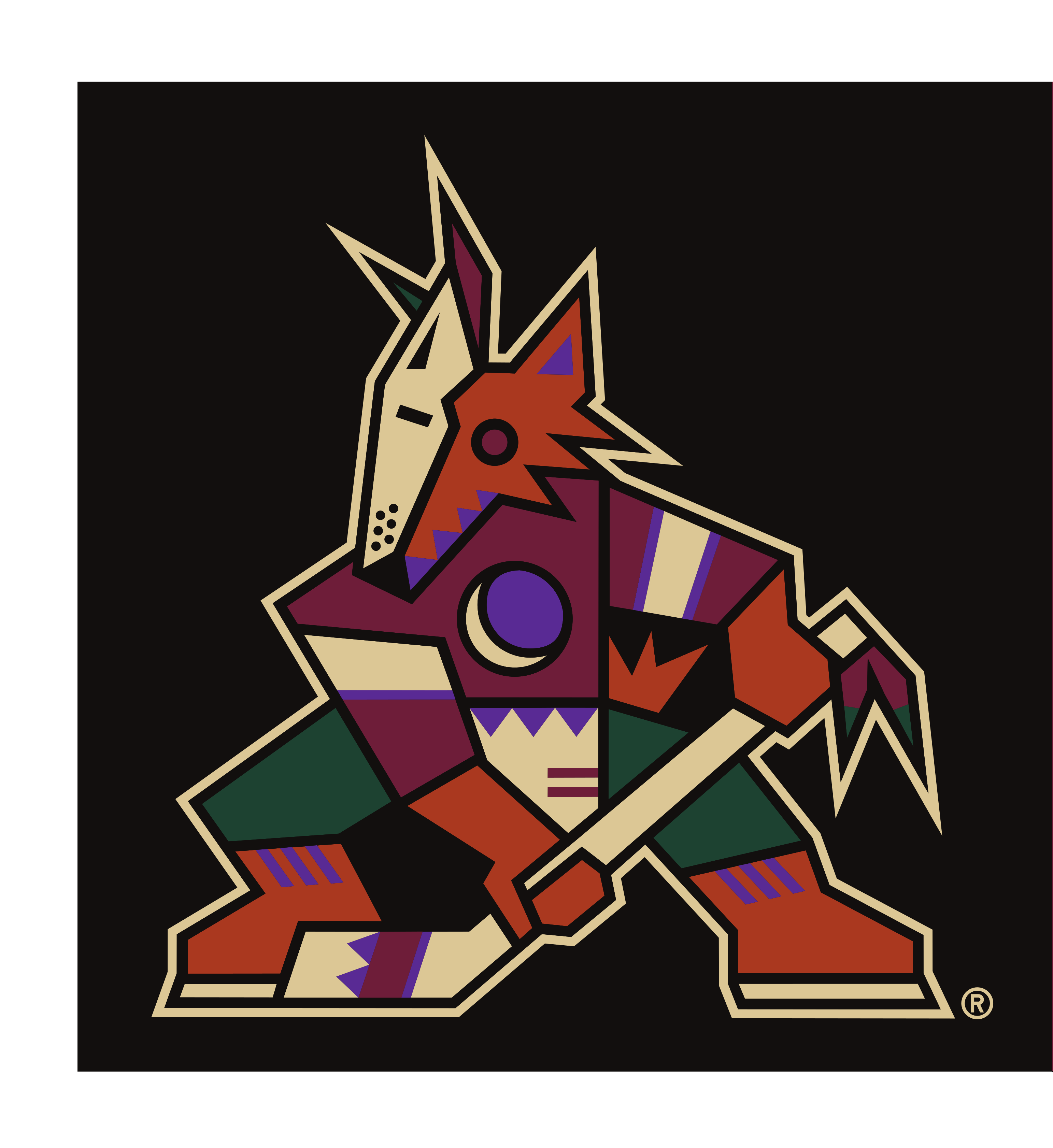 Arizona Coyotes secondary logo, full color on dark background variant