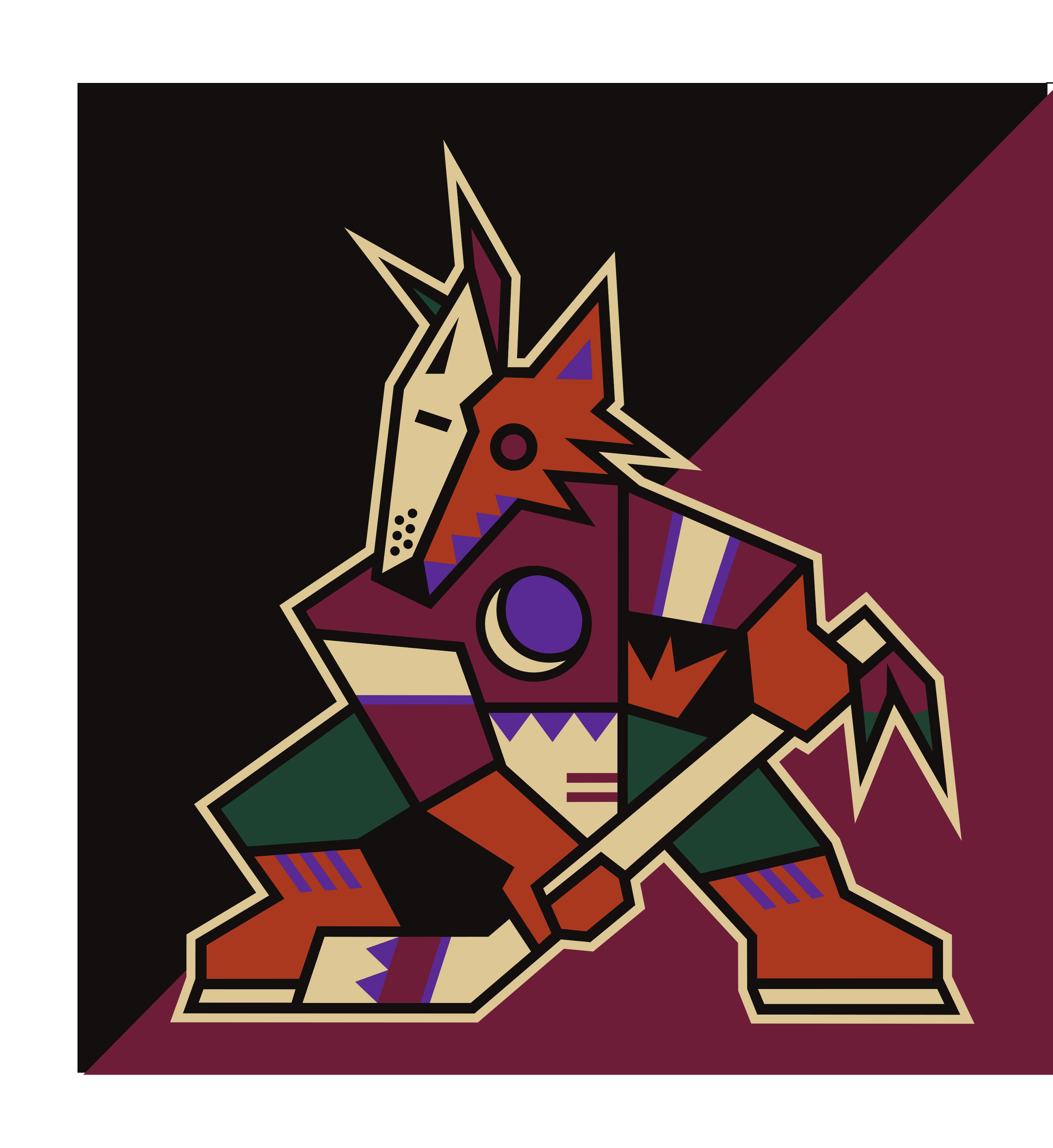 Arizona Coyotes secondary logo, full color on dark background variant