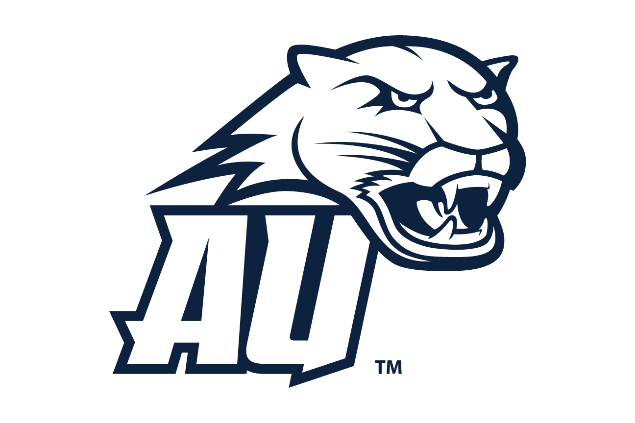 AU lettermark with cougar head, black/white variant, cell 67