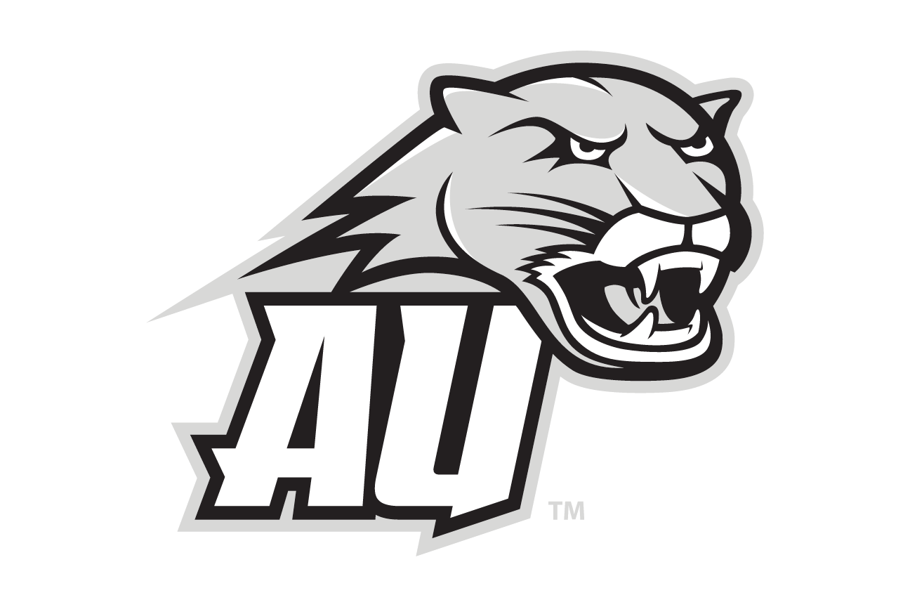 AU lettermark with cougar head, grayscale variant, cell 70