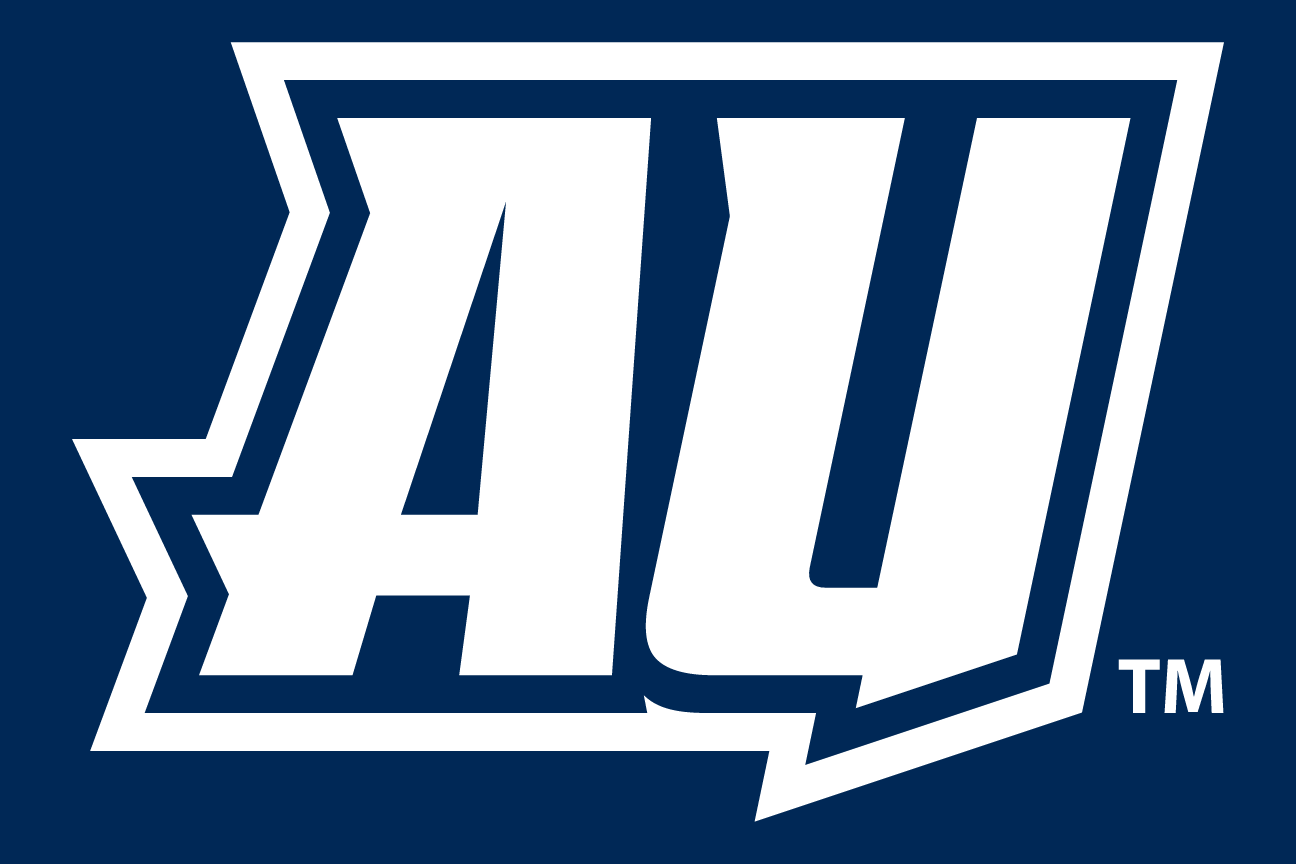 AU lettermark, white and gold on navy variant, cell 109