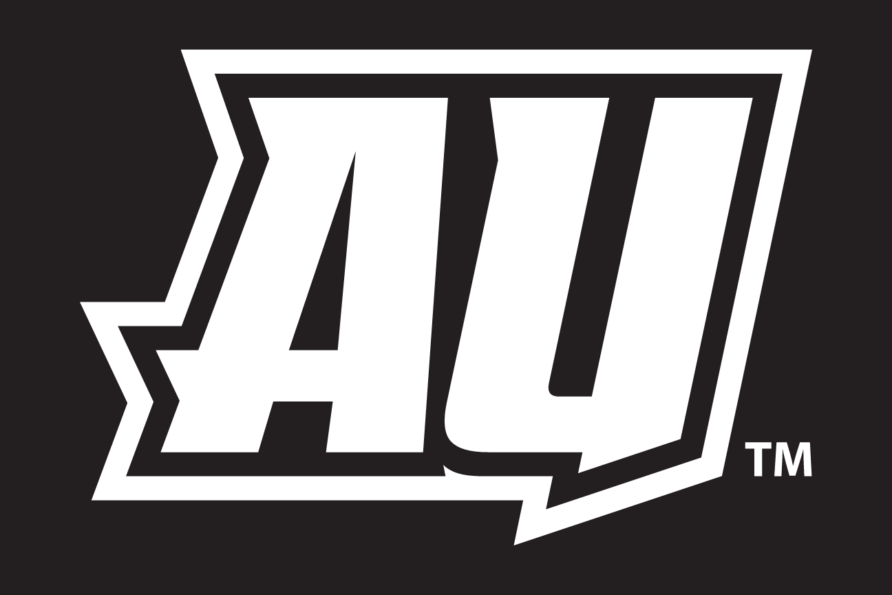 AU lettermark, white and grey on black variant, cell 111
