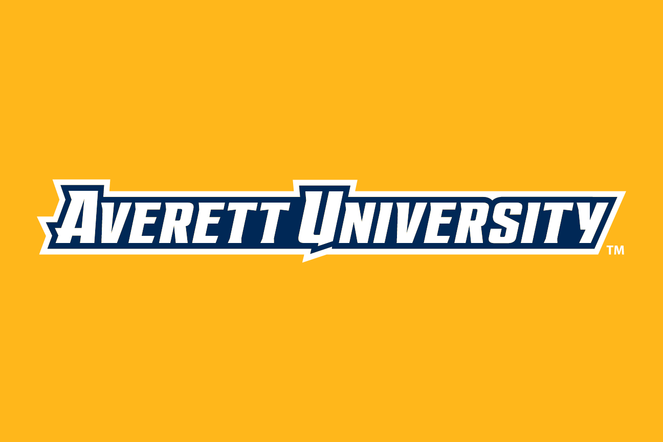 Averett University wordmark, navy and white on gold variant, cell 121