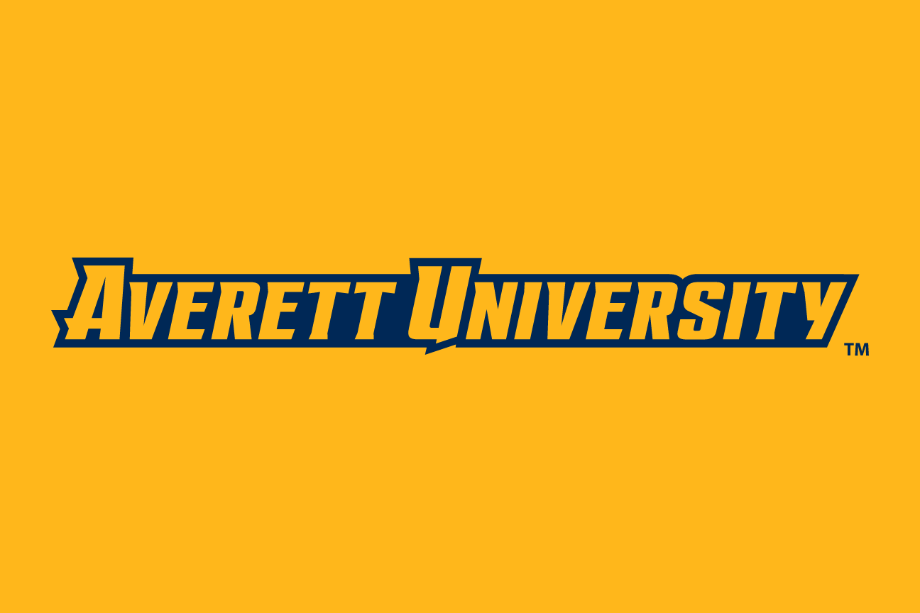 Averett University wordmark, navy and gold on gold variant, cell 124