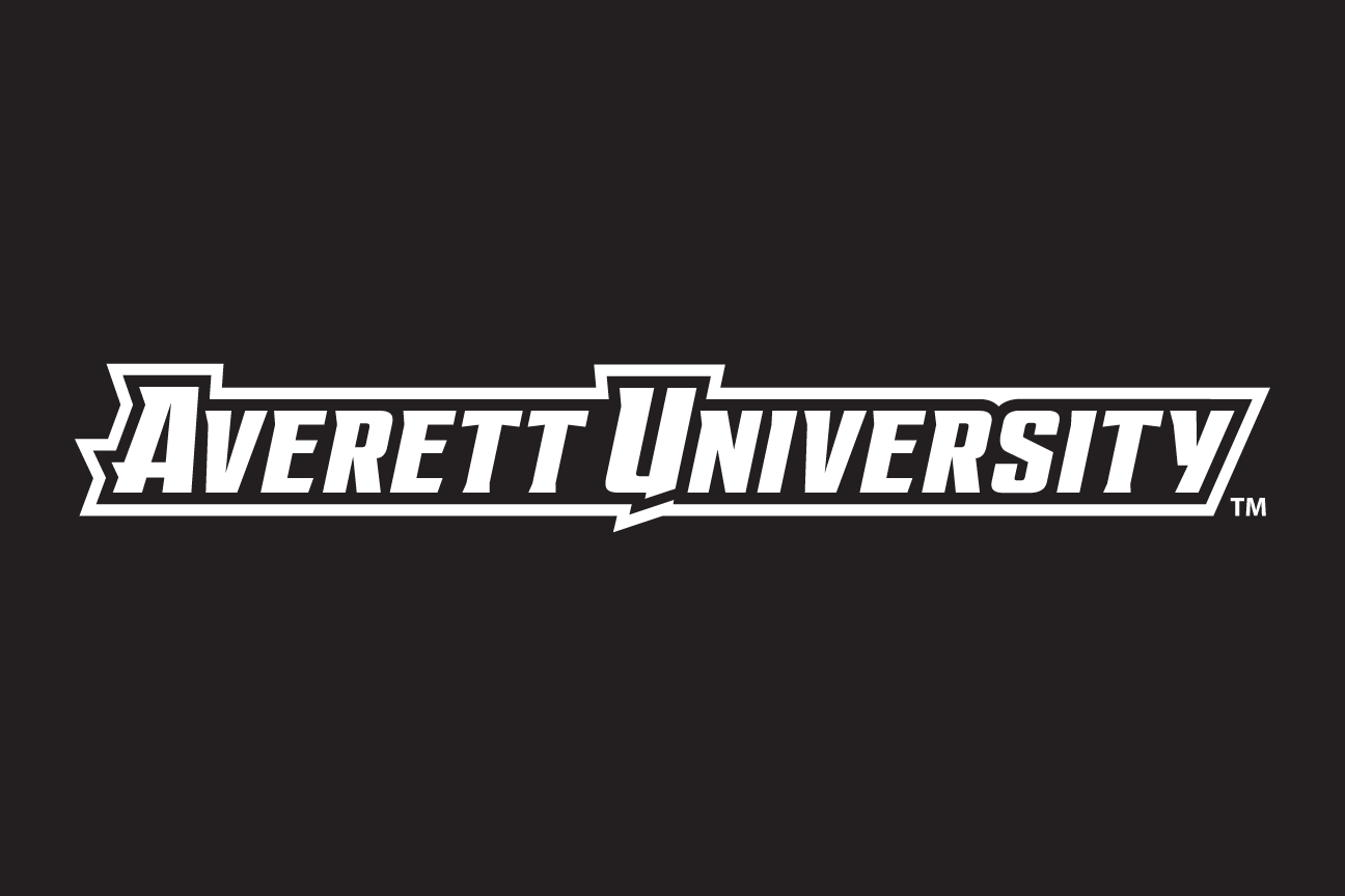 Averett University wordmark, white and grey on black variant, cell 127