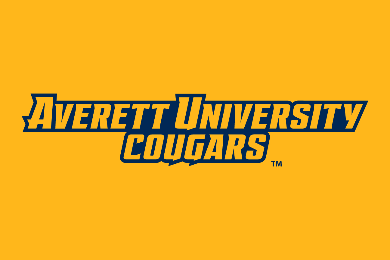Averett University Cougars wordmark, navy and gold on gold variant, cell 132