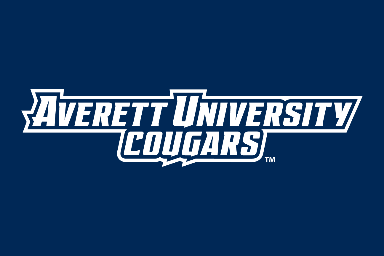 Averett University Cougars wordmark, white and gold on navy variant, cell 133