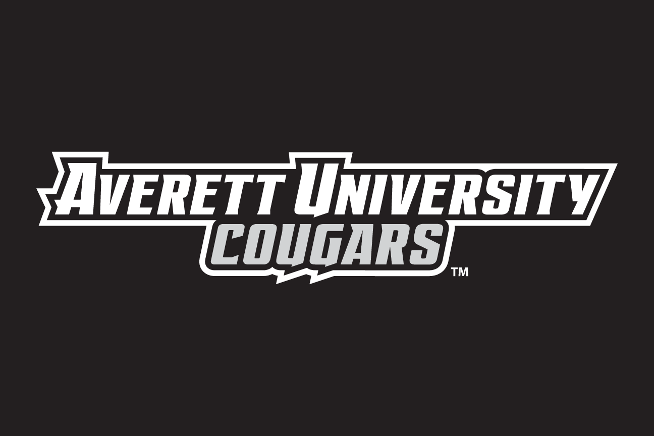 Averett University Cougars wordmark, white and grey on black variant, cell 135