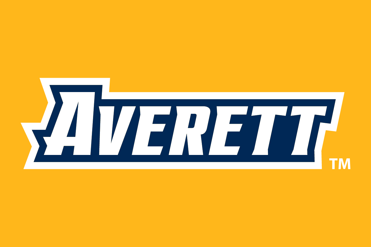 Averett wordmark, navy and white on gold variant, cell 137