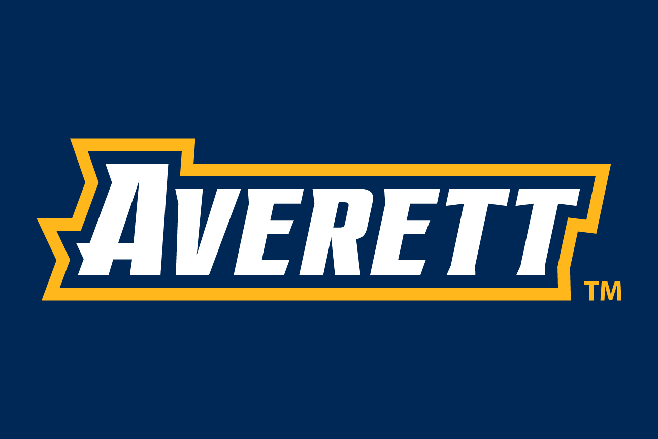 Averett wordmark, gold and white on navy variant, cell 138