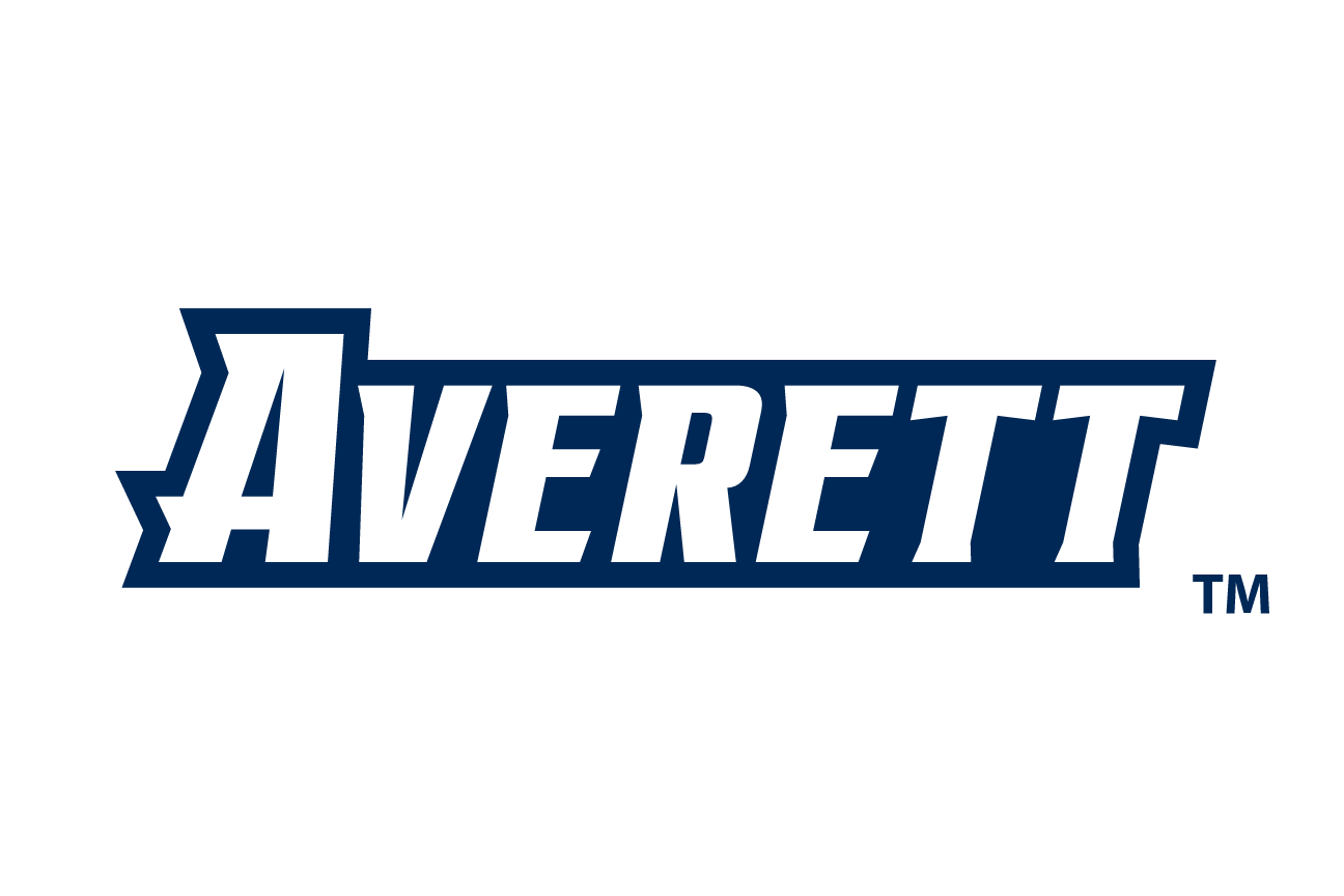 Averett wordmark, navy and white on white variant, cell 139