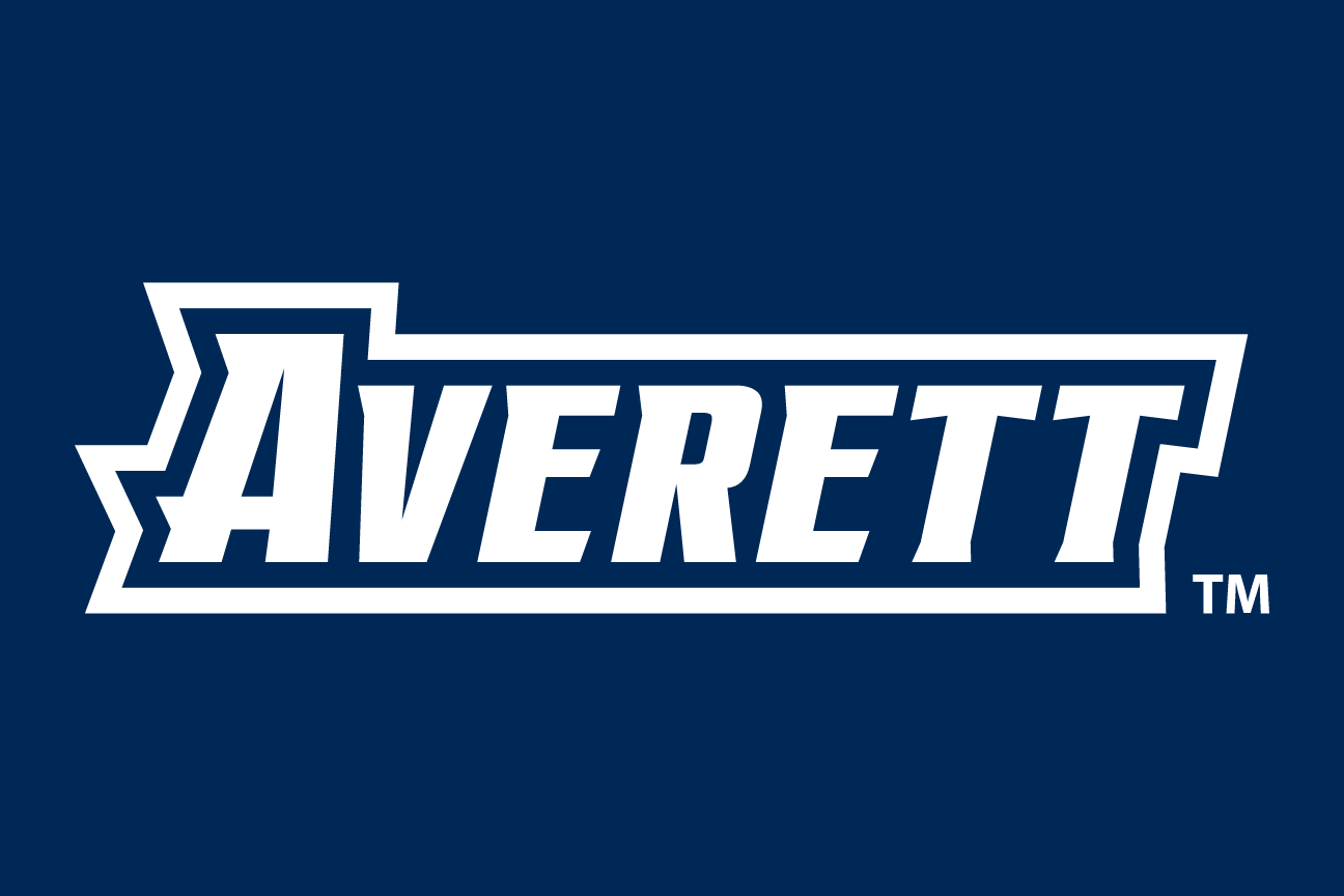 Averett wordmark, white and gold on navy variant, cell 141