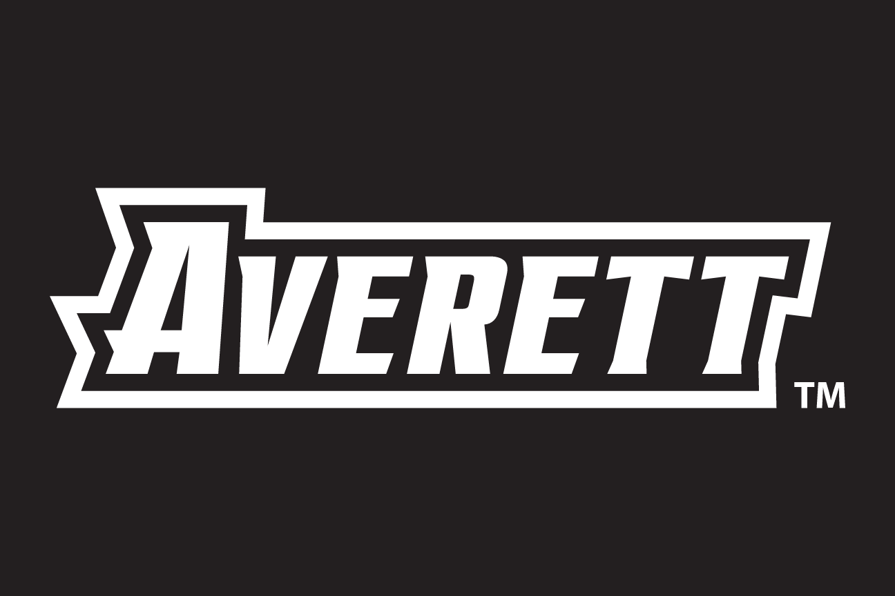 Averett wordmark, white and grey on black variant, cell 143