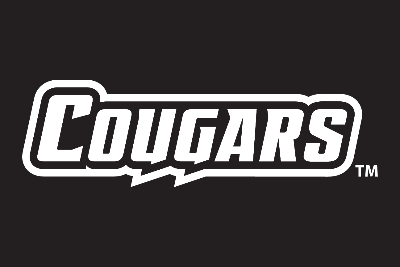 Cougars wordmark, white and grey on black variant, cell 151