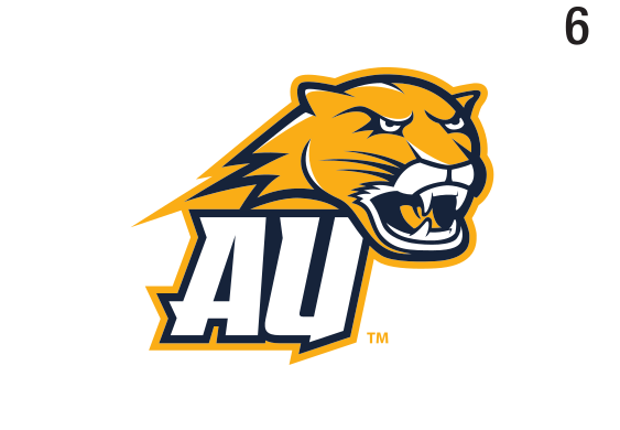 AU lettermark with cougar head, full color variant, cell 64