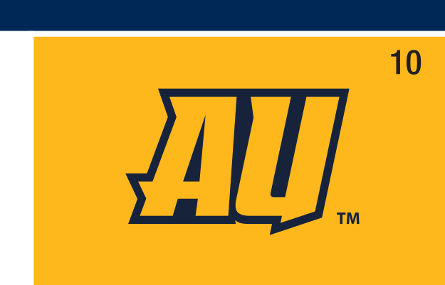 AU lettermark, navy and gold on gold variant, cell 108