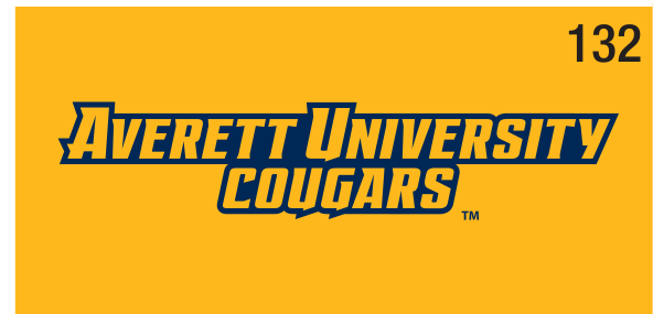 Averett University Cougars wordmark, navy and gold on gold variant, cell 132