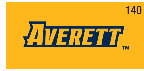 Averett wordmark, navy and gold on gold variant, cell 140