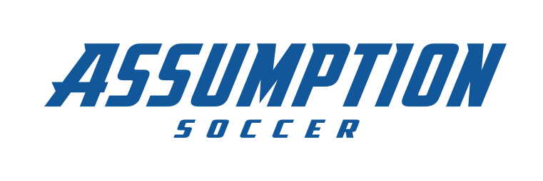 Assumption Soccer wordmark, blue variant, cell 44