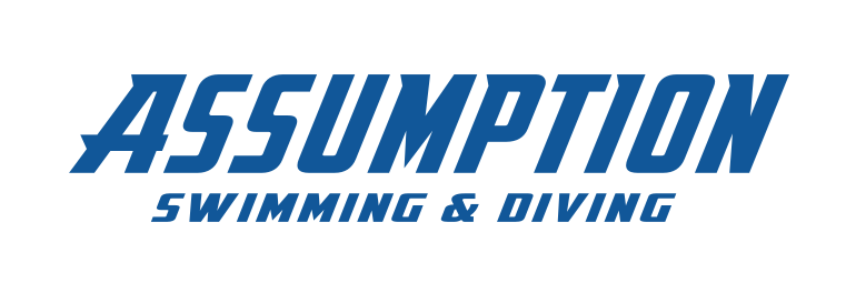 Assumption Swimming & Diving wordmark, blue variant, cell 50