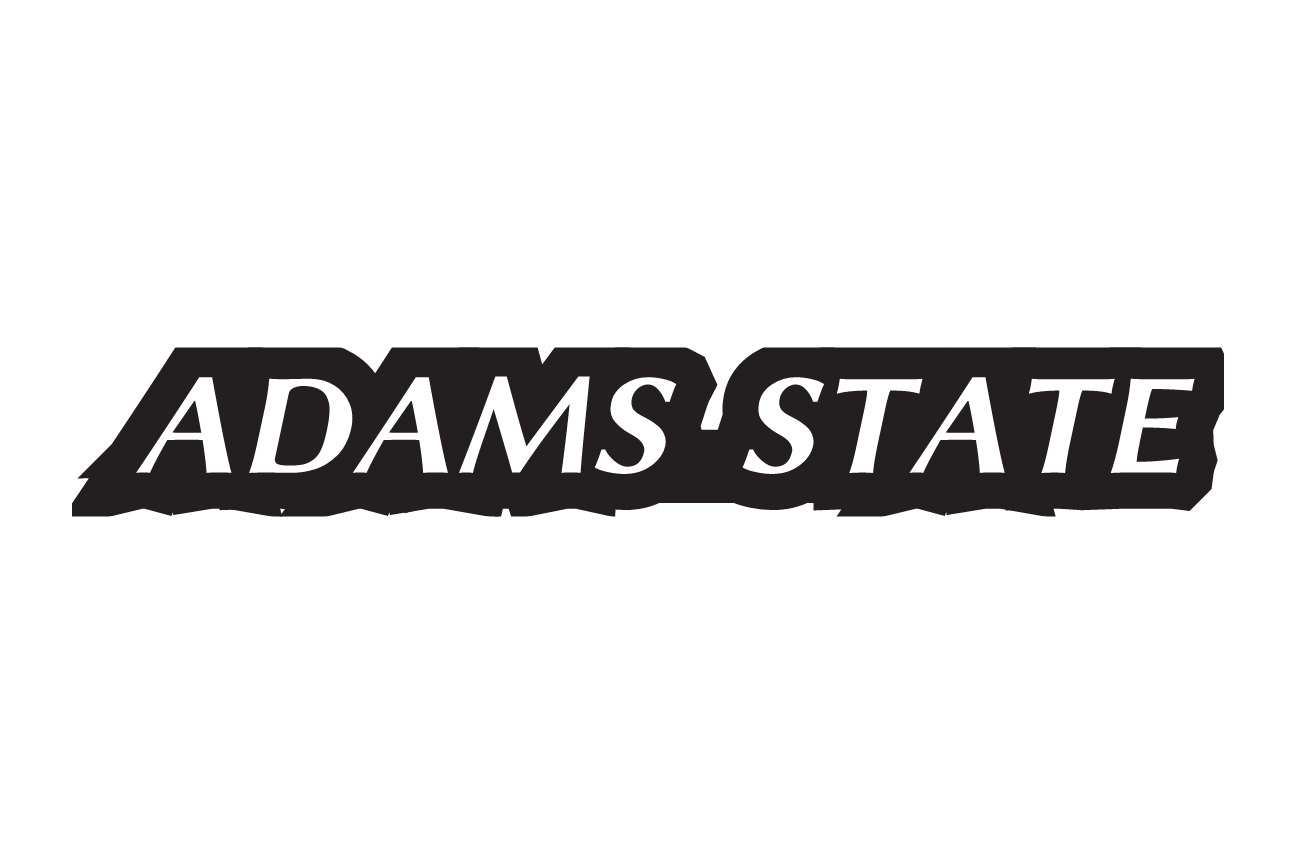 Adams State wordmark, horizontal black and white variant, cell 5