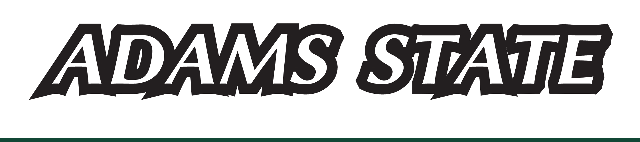 Adams State wordmark, horizontal black and white variant, cell 5