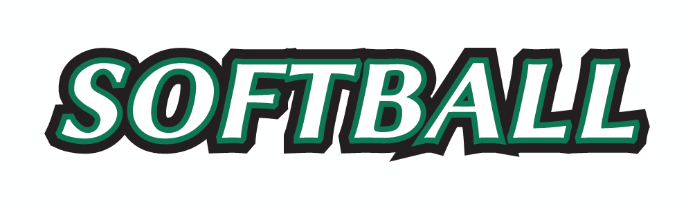 SOFTBALL wordmark, green with white and black outline variant, cell 17