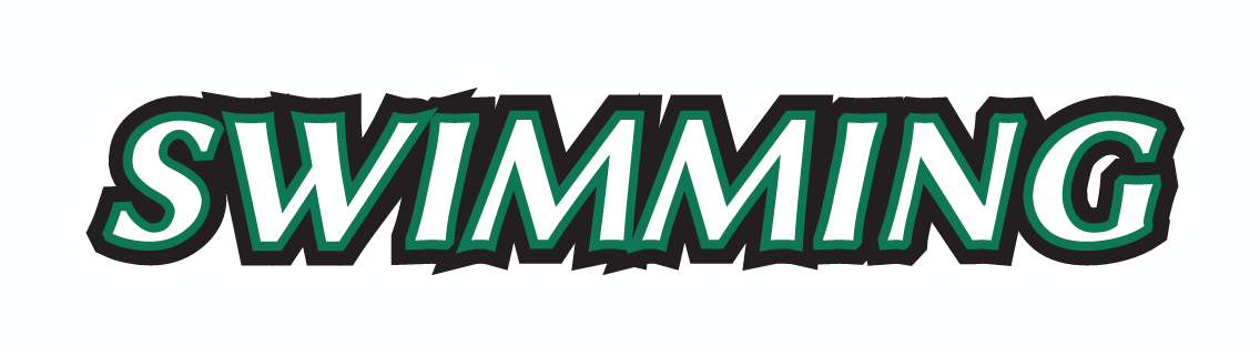SWIMMING wordmark, green with white and black outline variant, cell 18