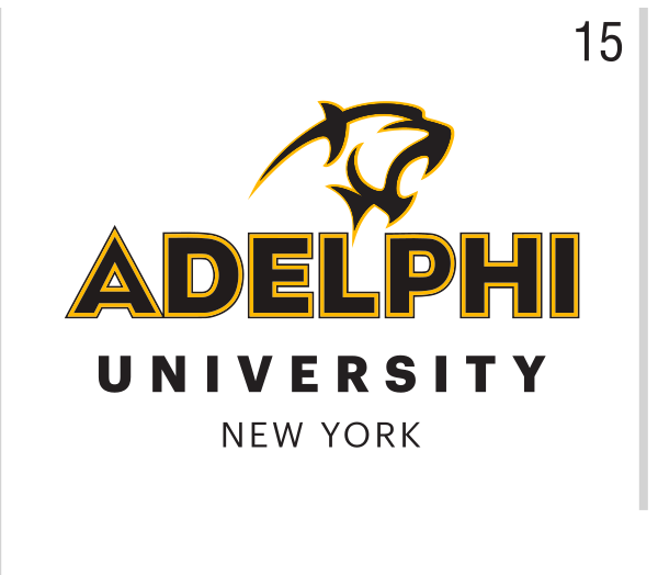 Adelphi University New York panther wordmark, gold/brown variant, cell 15