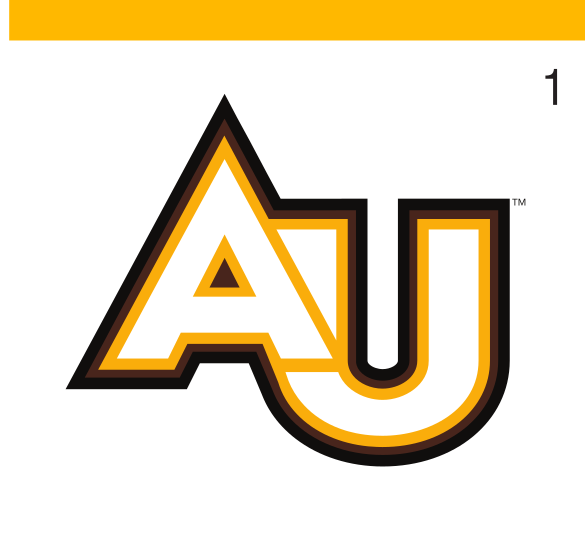 AU lettermark, gold/brown variant, cell 18