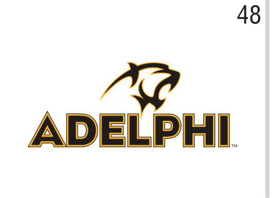 Adelphi Athletics panther wordmark, black variant, cell 48