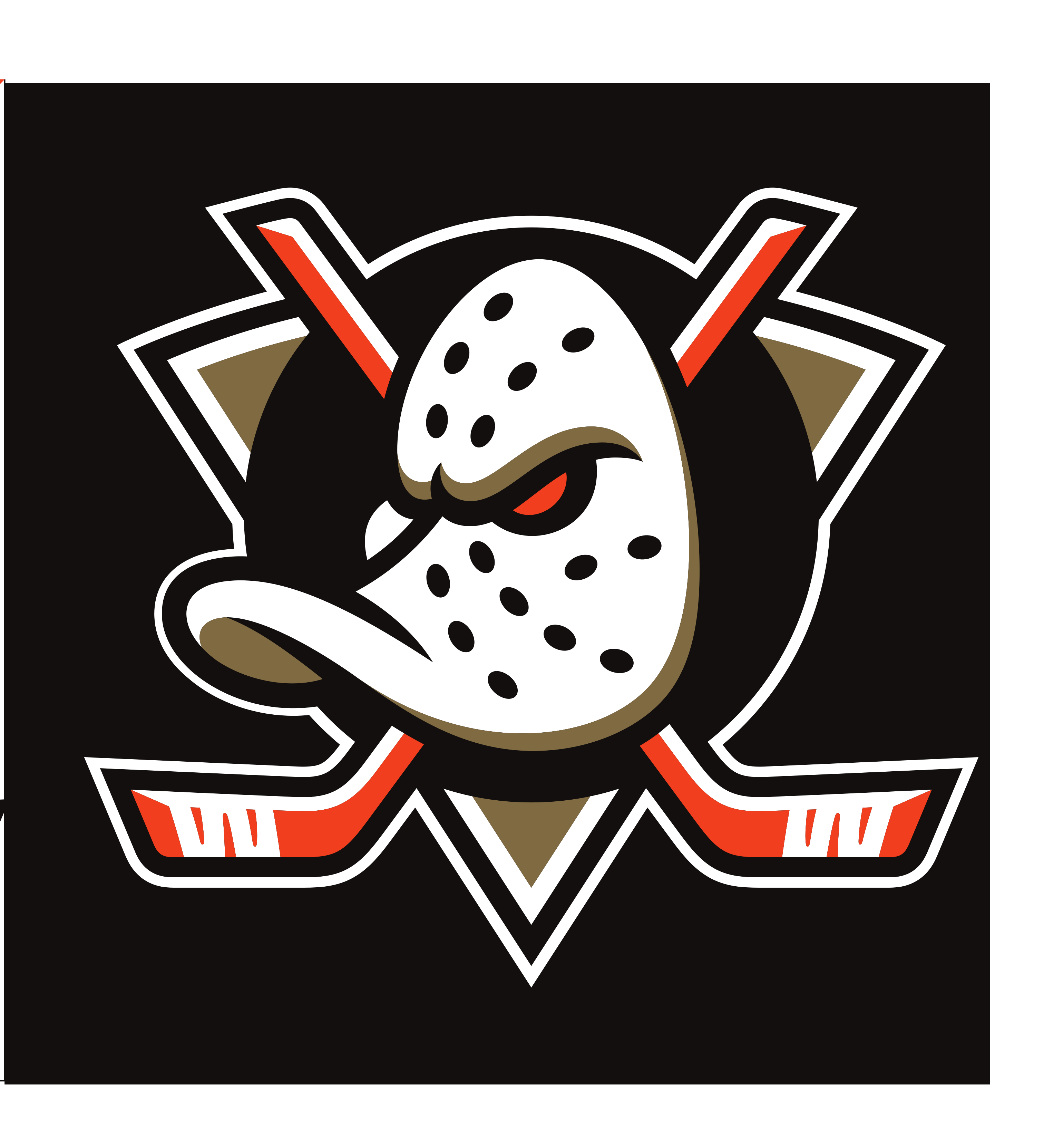 Anaheim Ducks primary logo, print version without R, black background variant