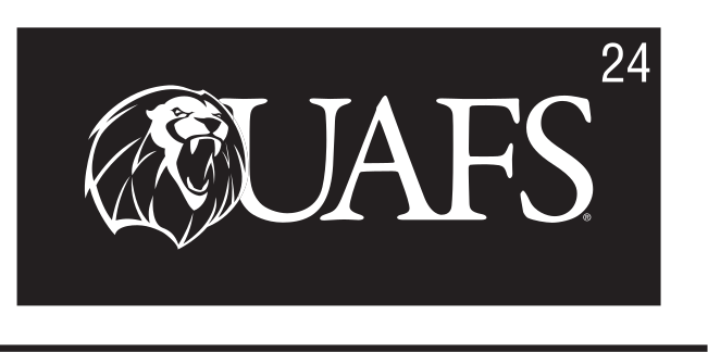 UAFS sport wordmark, white on navy variant, cell 24