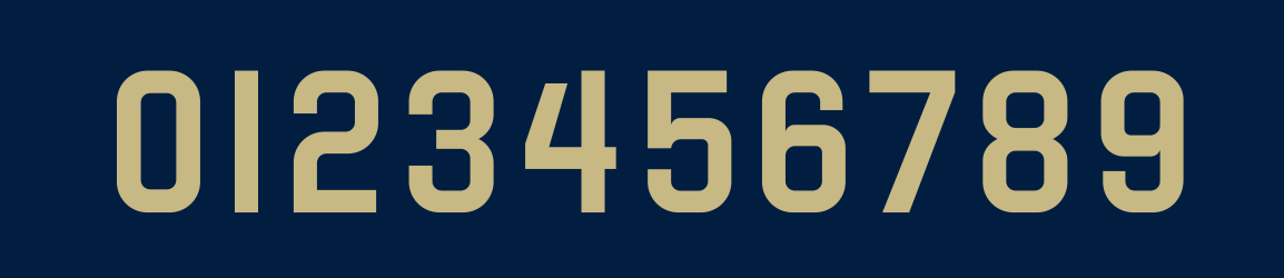 Athletics Wordmarks (Numbers), gold on blue variant, cell 22