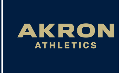 AKRON ATHLETICS sport mark, gold with navy outline on navy background variant, cell 54