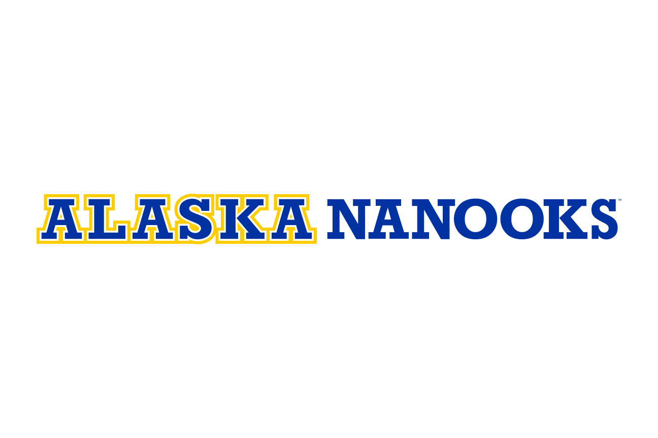 Alaska Nanooks wordmark, horizontal blue/gold variant, cell 23