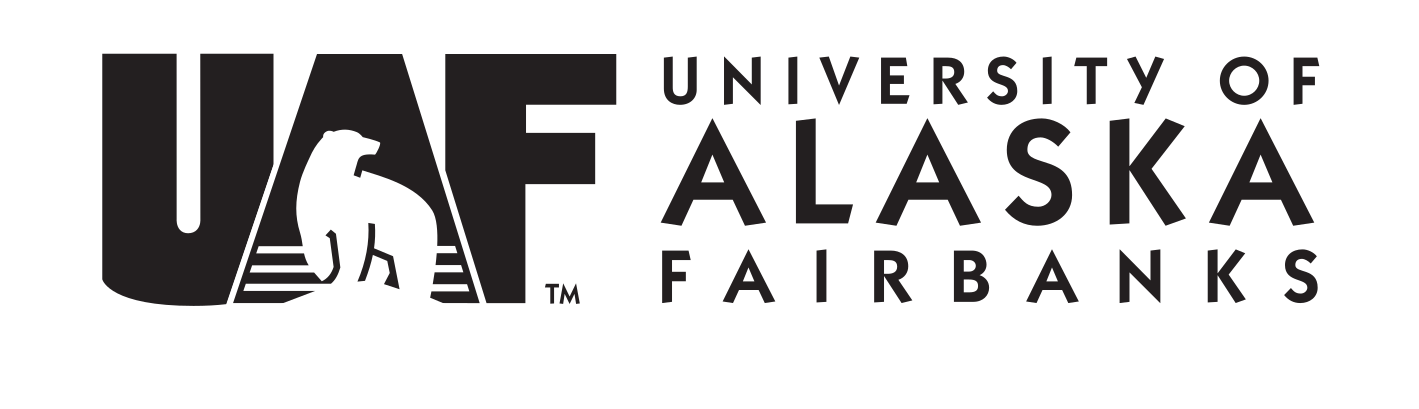UAF logo with wordmark, black horizontal variant, cell 8
