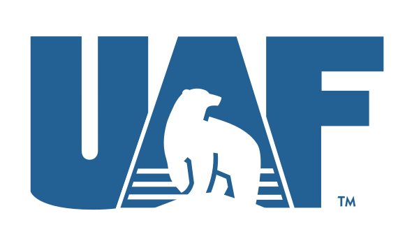 UAF lettermark with mascot, blue variant, cell 4