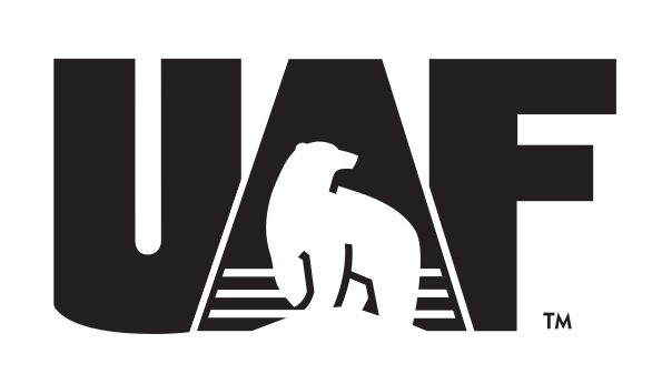 UAF lettermark with mascot, black variant, cell 5