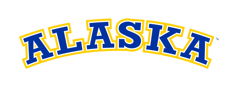 Alaska wordmark, arched blue/gold variant, cell 20