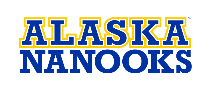Alaska Nanooks wordmark, stacked blue/gold variant, cell 18