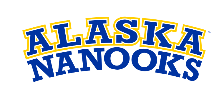 Alaska Nanooks wordmark, arched blue/gold variant, cell 21