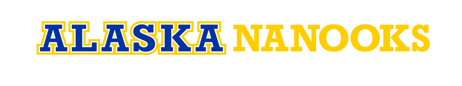 Alaska Nanooks wordmark, horizontal yellow/white variant, cell 24