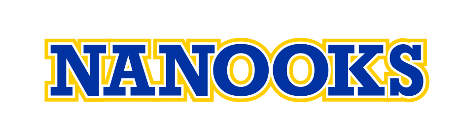 Nanooks wordmark, blue/gold variant, cell 22